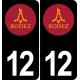 12 Rodez logo sticker plate registration city black background