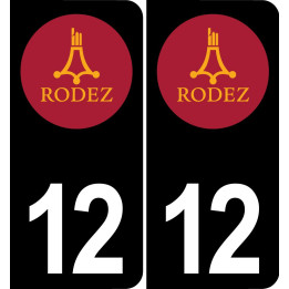 12 Rodez-logo aufkleber plakette ez stadt schwarzer Hintergrund