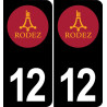 12 Rodez logo sticker plate registration city black background