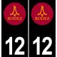 12 Rodez logo sticker plate registration city black background