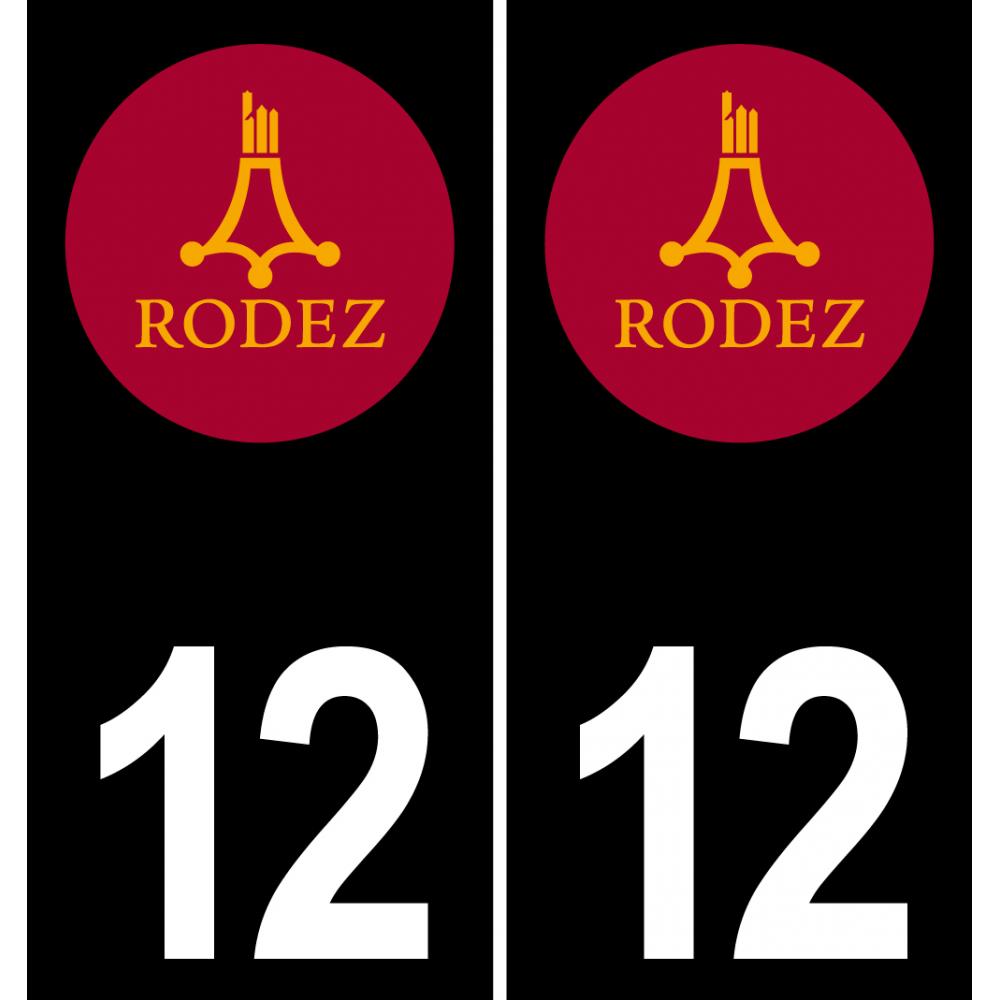 12 Rodez logo sticker plate registration city black background
