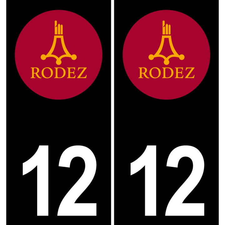 12 Rodez-logo aufkleber plakette ez stadt schwarzer Hintergrund