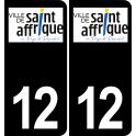 12 Saint-Affrique logo autocollant plaque immatriculation auto ville sticker fond noir