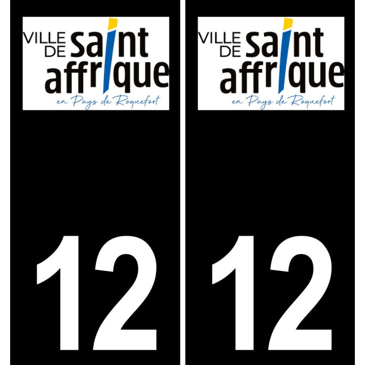 12 Saint-Affrique logotipo de la etiqueta engomada de la placa de registro de la ciudad fondo negro