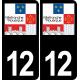 12 Villefranche-de-Rouergue logo adesivo piastra di registrazione city sfondo nero