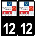 12 Villefranche-de-Rouergue logo adesivo piastra di registrazione city sfondo nero