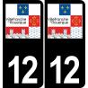 12 Villefranche-de-Rouergue logo adesivo piastra di registrazione city sfondo nero