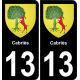 13 Cabriès blason ville autocollant plaque