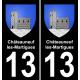 13 Châteauneuf-les-Martigues ville autocollant plaque