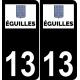 13 Éguilles logo ville autocollant plaque sticker