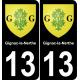 13 Gignac-la-Nerthe blason ville autocollant plaque sticker