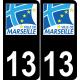 13 Marseille2 ville autocollant plaque
