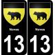 13 Mimet blason ville autocollant plaque sticker