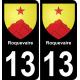 13 Roquevaire blason ville autocollant plaque