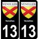 13 Venelles blason ville autocollant plaque sticker