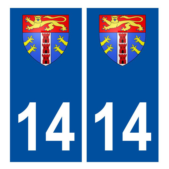 Autocollant plaque immatriculation 14 Calvados Deauville blason stickers