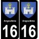16 Angoulême ville autocollant plaque