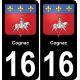16 Cognac ville autocollant plaque