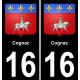 16 Cognac ville autocollant plaque