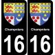 16 Champniers ville autocollant plaque