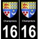 16 Champniers ville autocollant plaque