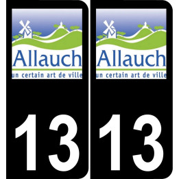 13 Allauch logotipo de la etiqueta engomada de la placa de registro de la ciudad fondo negro