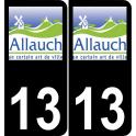 13 Allauch logo autocollant plaque immatriculation auto ville sticker fond noir