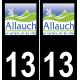 13 Allauch logo sticker plate registration city black background