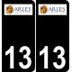 13 Arles logo sticker plate registration city black background