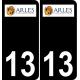 13 Arles logo autocollant plaque immatriculation auto ville sticker fond noir