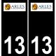 13 Arles logo sticker plate registration city black background