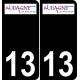 13 Aubagne logo sticker plate registration city black background