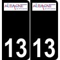 13 Aubagne logo autocollant plaque immatriculation auto ville sticker fond noir