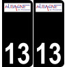 13 Aubagne logo sticker plate registration city black background