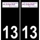 13 Aubagne logo sticker plate registration city black background