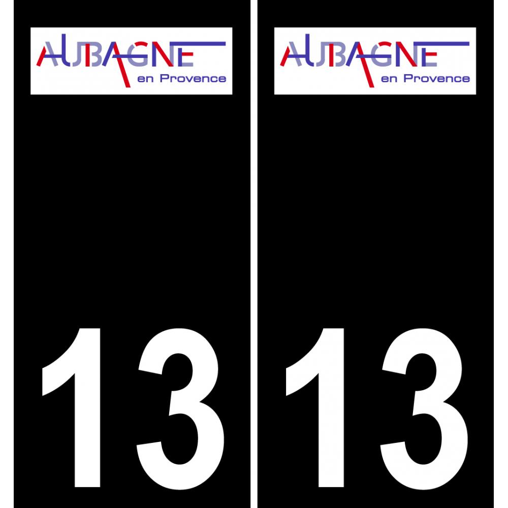 13 Aubagne logotipo de la etiqueta engomada de la placa de registro de la ciudad fondo negro