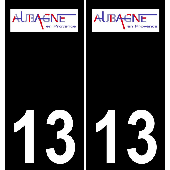 13 Aubagne logo sticker plate registration city black background
