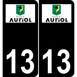 13 Auriol logo sticker plate registration city black background