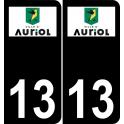 13 Auriol logo autocollant plaque immatriculation auto ville sticker fond noir