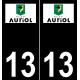 13 Auriol logo autocollant plaque immatriculation auto ville sticker fond noir