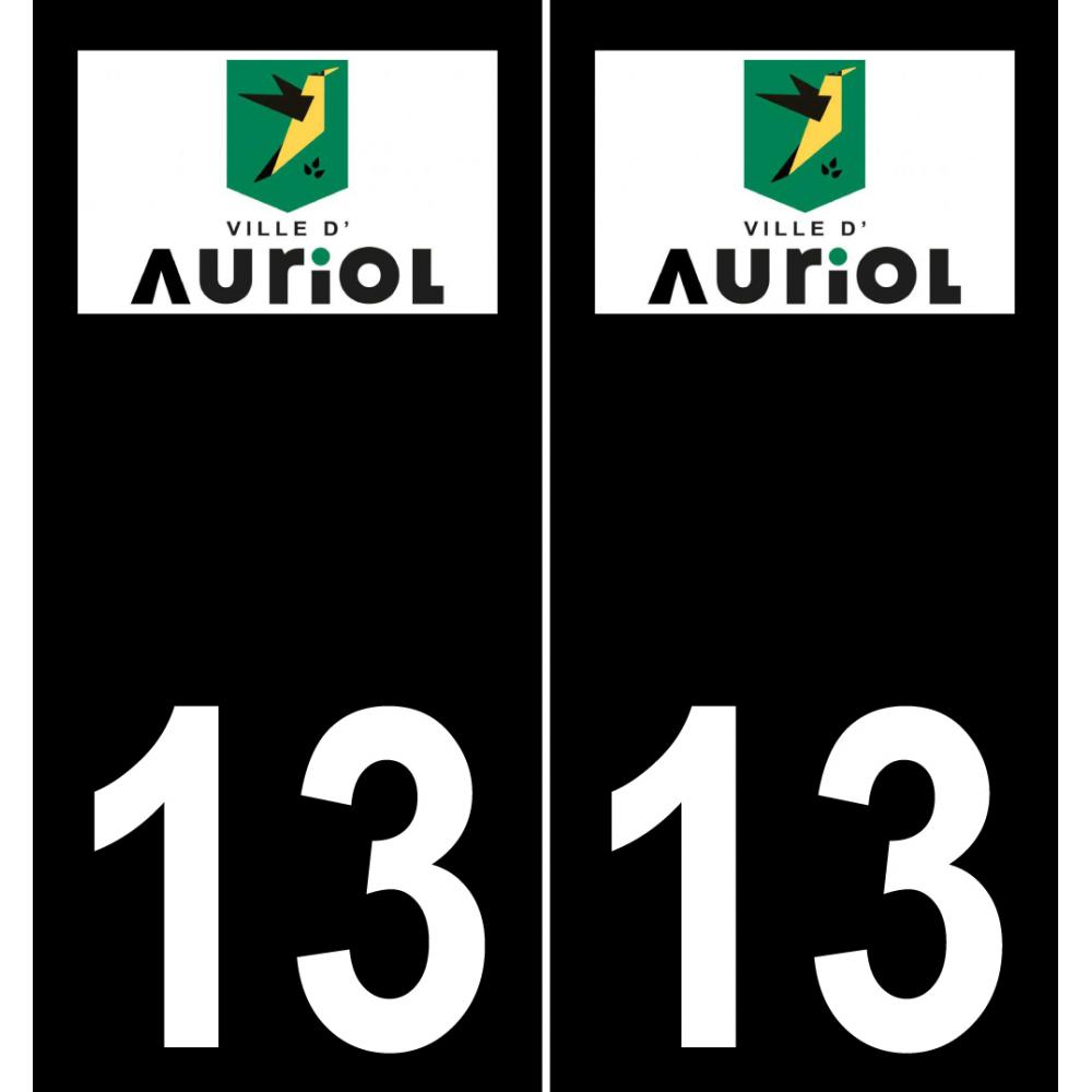 13 Auriol logo autocollant plaque immatriculation auto ville sticker fond noir