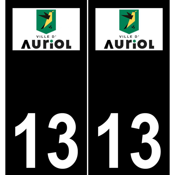 13 Auriol logo sticker plate registration city black background