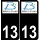 13 Berre-l'étang logo sticker plate registration city black background