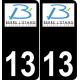 13 Berre-l'étang logo autocollant plaque immatriculation auto ville sticker fond noir