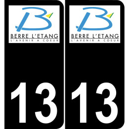 13 Berre-l'étang logotipo de la etiqueta engomada de la placa de registro de la ciudad fondo negro