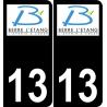 13 Berre-l'étang logo autocollant plaque immatriculation auto ville sticker fond noir