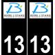 13 Berre-l'étang logo sticker plate registration city black background