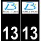 13 Berre-l'étang logo autocollant plaque immatriculation auto ville sticker fond noir