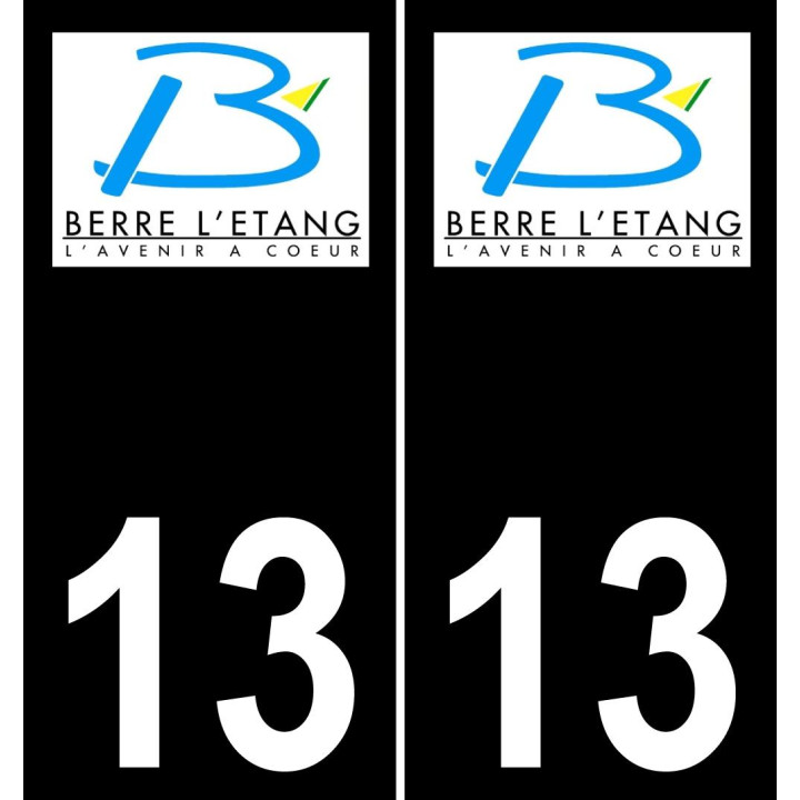 13 Berre-l'étang logo sticker plate registration city black background