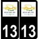 13 Bouc-Bel-Air logotipo de la etiqueta engomada de la placa de registro de la ciudad fondo negro